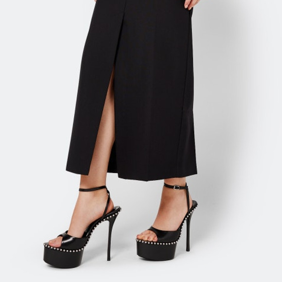 Alexander Wang Nova 145 Platform Sandals Studded Ankle Strap Leather Black Sz 38 - Picture 2 of 13